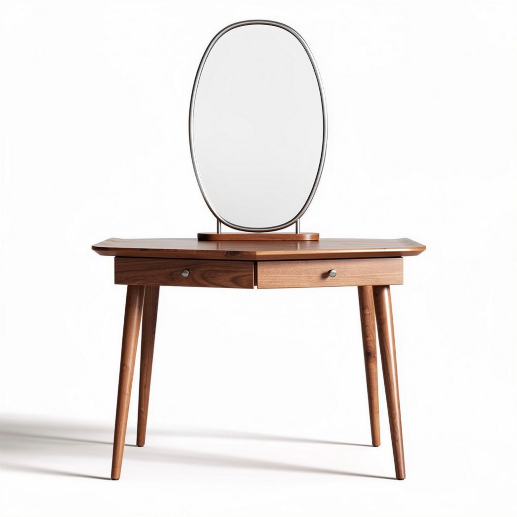 Coiffeuse moderne en bois avec miroir ovale dimensions 100 x 50 x 75cm