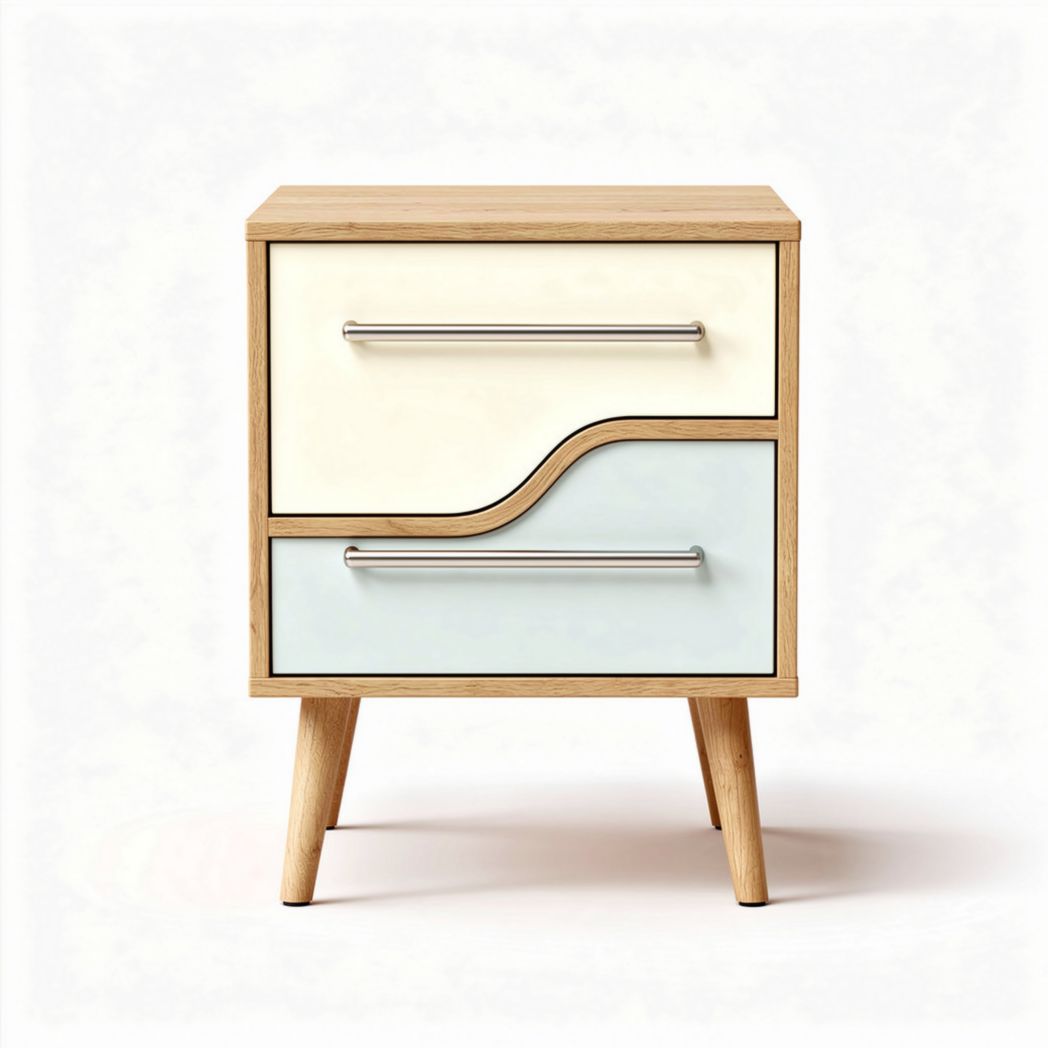 Commode en bois avec deux tiroirs en design moderne 50 x 40 x 60cm