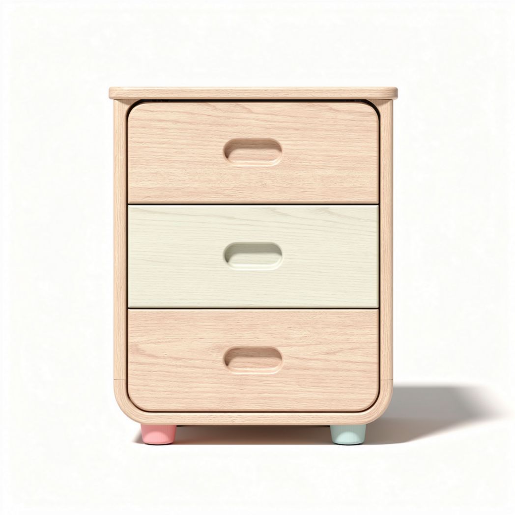 Commode en bois de hêtre avec trois tiroirs multicolores 40 x 30 x 50cm