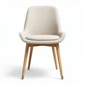 Chaise en tissu beige avec pieds en bois 45 x 40 x 85cm pour salle à manger