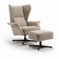 Fauteuil en tissu beige avec repose-pieds dimensions 80 x 80 x 100cm