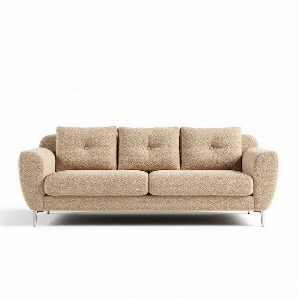 Canapé en tissu beige avec coussins modulables dimensions 200 x 90 x 80cm