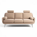 Canapé trois places en tissu beige avec accoudoirs et têtières ajustables 200 x 85 x 90cm