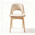 Chaise en bois naturel et tissu beige 45 x 50 x 85cm pour intérieur