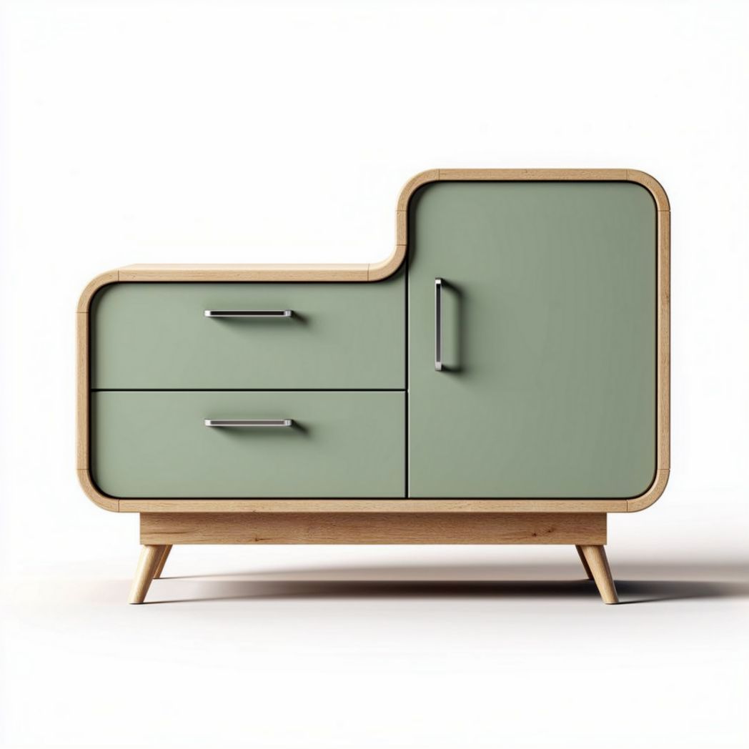 Meuble de rangement en bois et MDF vert 90 x 45 x 70cm avec tiroirs